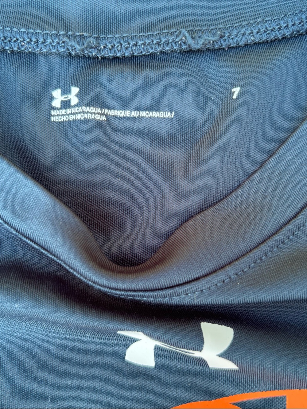 Under Armour Navy and Orange Performance Tee-Boys Size 7 - Picture 2 of 6
